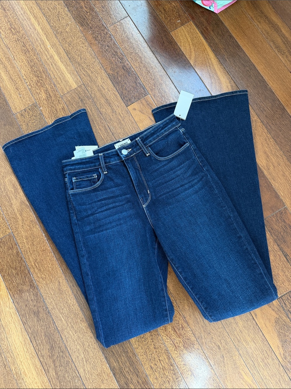 L'AGENCE Dark Indigo High-Rise Flare Jeans